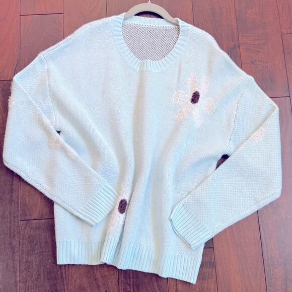 Daisies Light Blue Floral Sweater White Daisy Size XXL - Picture 5 of 10